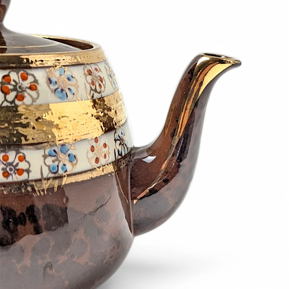 Arthur Wood Teapot 4645 Vintage Ceramic Brown Gold Tone Trim Made in England